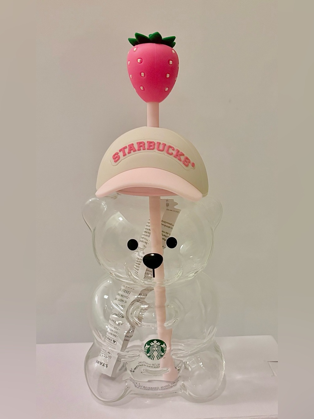 Adorable Starbucks Bearista Bear Cub With A Pink Cap & Strawberry Topper